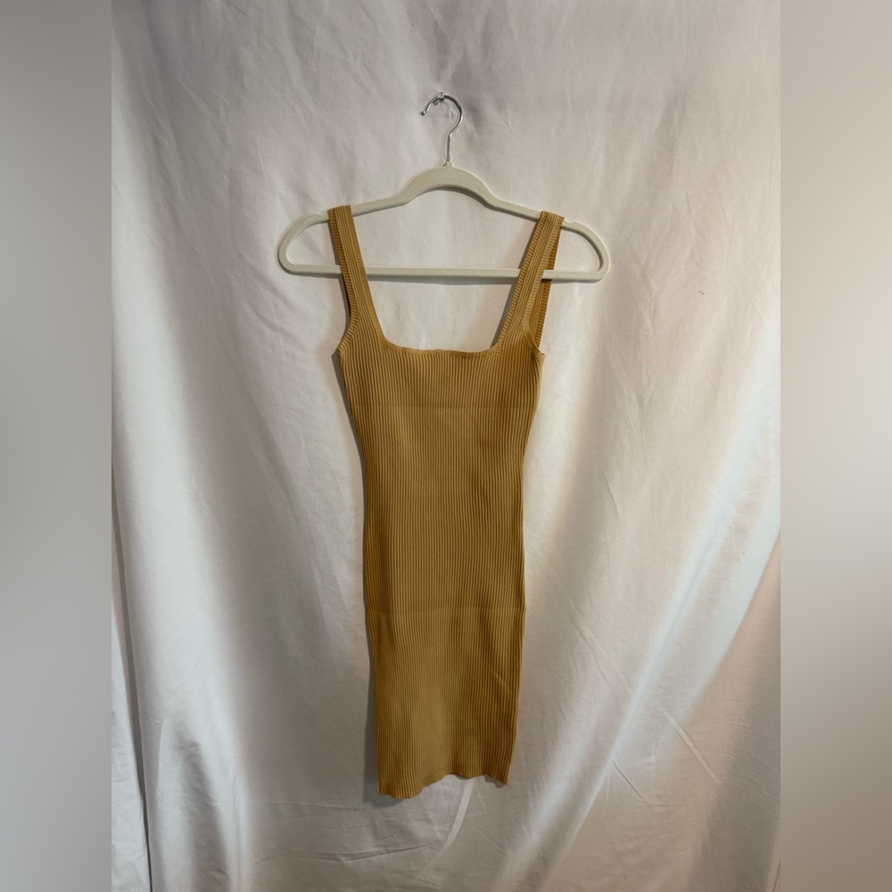 New Look Tan Ribbed Midi Dress